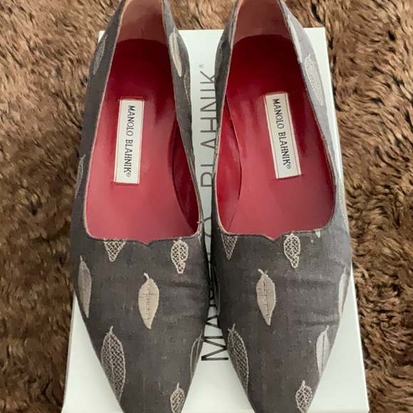 AUTH Manolo Blahnik flat loafer shoes eu39 8.5 9 grey...